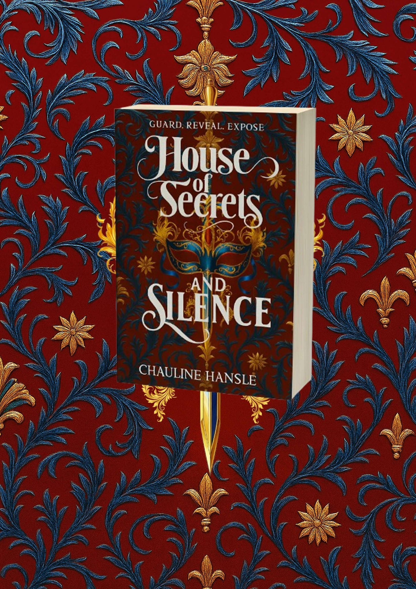 Book cover of House of Secrets and Silence by CHAULINE HANSLE against a decorative floral background.