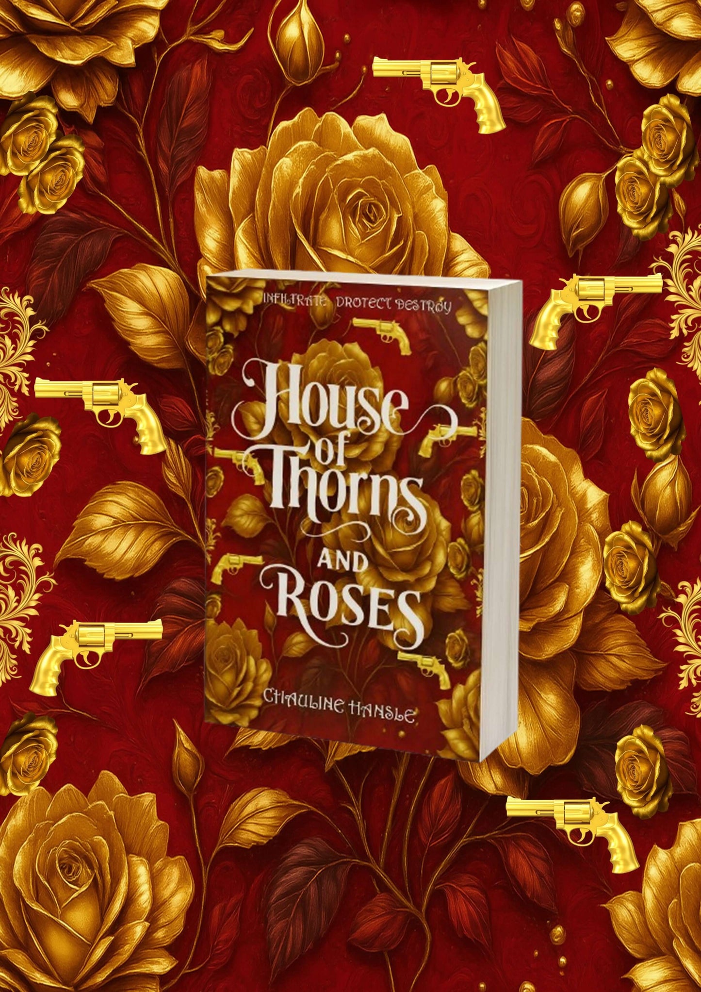 Book cover of House of Thorns and Roses by CHAULINE HANSLE featuring roses and golden accents.