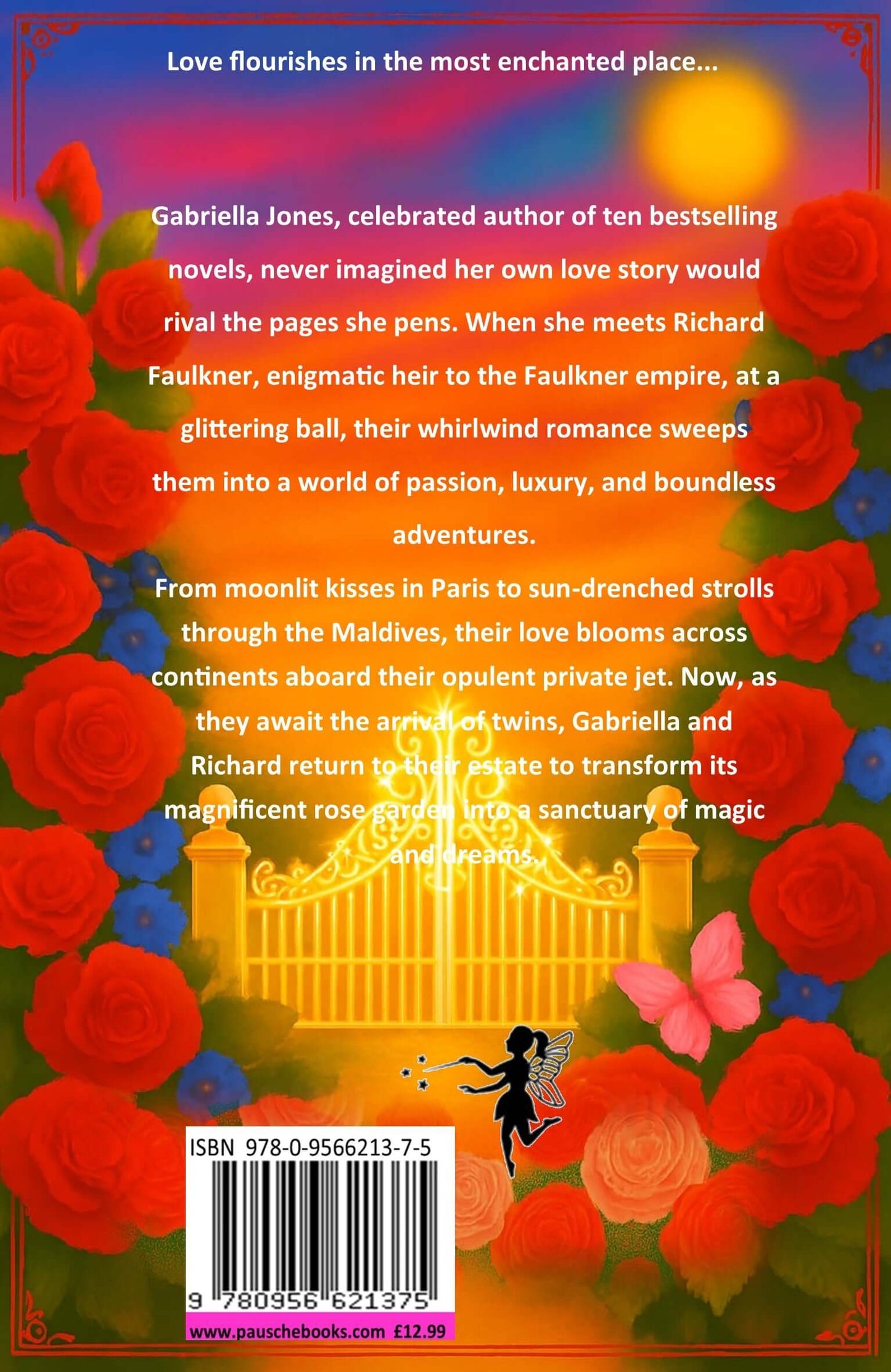 CHAULINE HANSLE The Garden Duology Box Set back cover with roses and magical garden illustration.